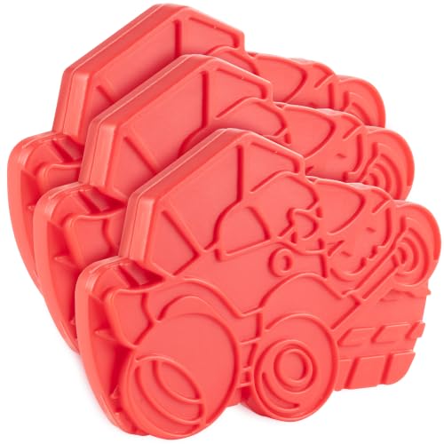 Kids Hard Ice Packs 3 Pack, Slim Reusable Freezer Packs for Lunch Boxes - color: Monster Truck Red