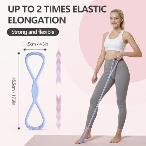 RYAOLELY Figure 8 Resistance Band, Exercise Band for Physical Therapy, Yoga Pilates Home Workout, Portable Fitness Band with Anti-Slip Grip - color: 15LB Pink&25LB Blue