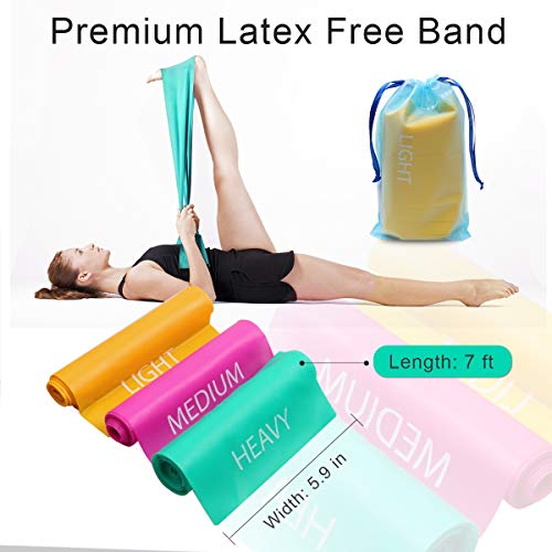 Coolrunner 7FT Long Latex Free Elastic Flat Exercise Band Set of 3