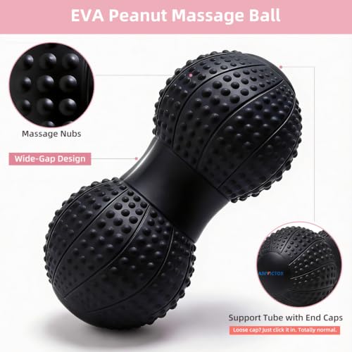 8 Inch Large Peanut Massage Ball Roller for Large Muscle Groups, Deep Tissue Double Massage Ball for Neck,Back,Leg,Low Back,Peanut Myofascia Release Ball for Muscle Knots&Physical Therapy - color: Black