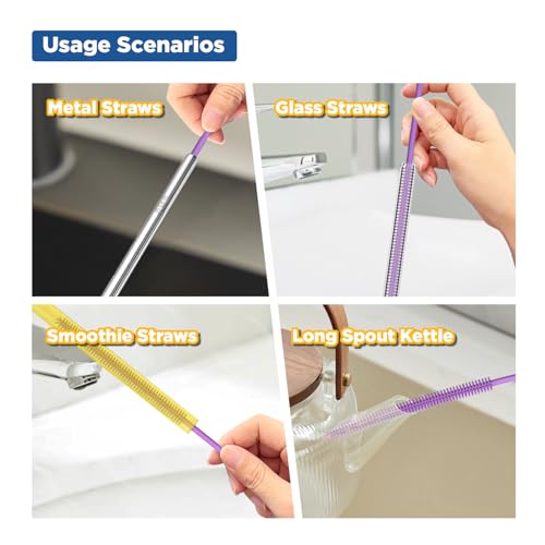 YOTIME Silicone Straw Cleaner Brush, 2Pcs Reusable Straw Brush, Purple - color: Purple