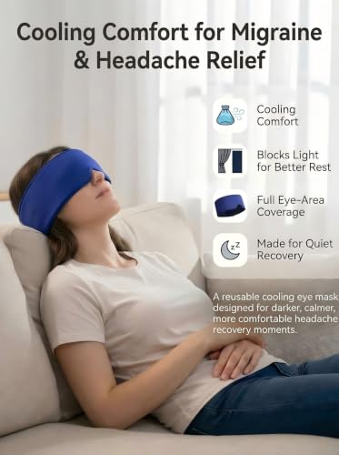 Cooling Gel Eye Mask for Puffy Eyes, Migraine & Headache Relief, Full Eye-Area Cold Compress for Eyes & Temples, FSA Eligible HSA Reusable Eye Ice Pack for Swelling & Post-Surgery Recovery - color: Blue