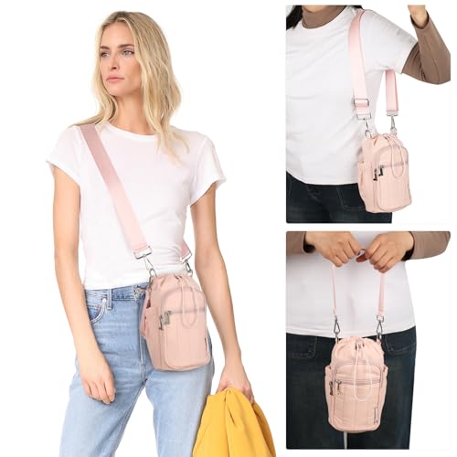 Rueesh Water Bottle Holder Bag with Adjustable Strap - color: Pink