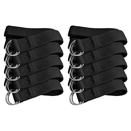 Bulk Yoga Straps, 10 Pack, 6ft, D-Ring Buckle - color: Black