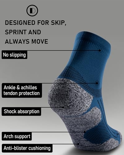 Quarter Compression Socks for Men Women, Cushioned Running Hiking Socks - color: Harbour Blue (4 Pairs), size: X-Large