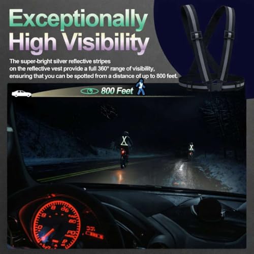 2 Packs Reflective Vest Running Gear, High Visibility Reflective Running Gear Adjustable Elastic Safety Vest for Night Jogging, Biking, Walking or Dog Walking, Running Vest for Men Women Children - color: Black