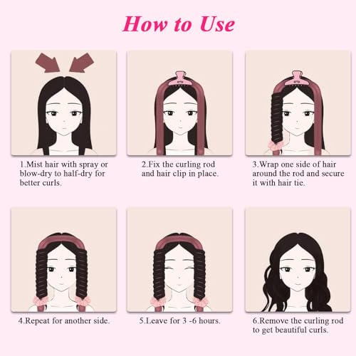 Rods Curlers Set Foam Hair Curlers for Short and Long Hair, No Heat Foam Rollers(Pink) - color: Pink