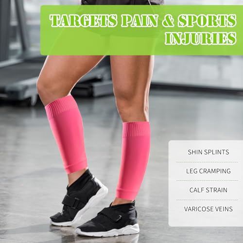 6 Pairs Calf Compression Sleeve for Men and Women, Calf Sleeves, Anti Slip Design, Footless Compression Sock for Running Athlete Cycling(6 Colors)