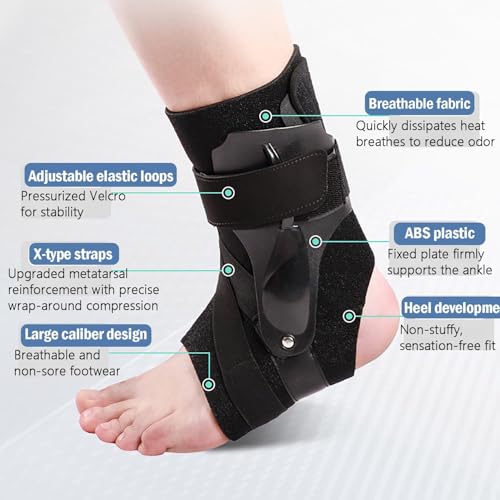 Lace Up Ankle Brace for Women Men - Adjustable Ankle Brace with Side Stabilizers for Sprained Ankle, Plantar Fasciitis Relief, Achilles Tendonitis, Injury Recovery, Ankle Support for Men Women(X-Large)