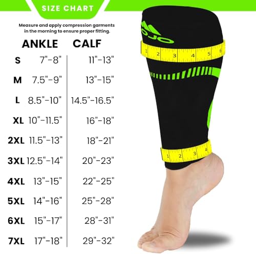 Mojo Compression Socks Footless for Women and Men 20-30mmHg - Extra Wide Plus Size Calf Sleeve - A604 - color: Black/Green, size: 4X-Large