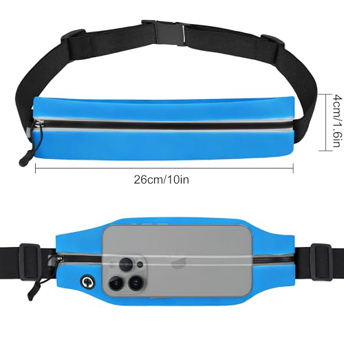 Running Belt Fanny Pack Men and Women Slim Running Bag Money Belt - color: Bright Blue