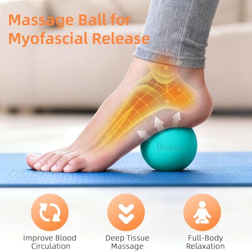 BESKAR Foot Massage Roller Navy Blackish Green & Massage Lacrosse Ball Green