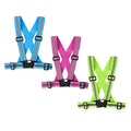 Running Reflective Vest Gear 3 Pack, Adjustable Safety Vest High Visible Reflective Belt Straps Night Walking Vest - color: Green,Blue,Pink