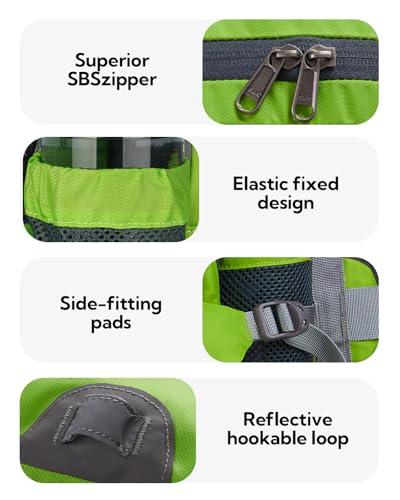 WATERFLY Fanny Pack Waist Bag: Fannie Pack 2 Water Bottle Holders Lumbar Belt Hiking Walking Running Jogging Camping Large Woman Man (Bottle Not Included) - color: Fluorescent Green