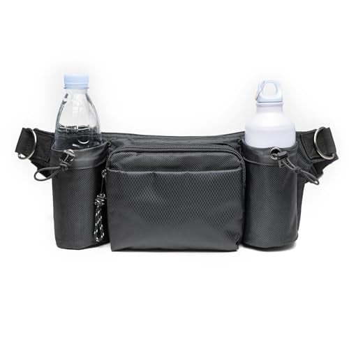 Dog Walking Waist Pack with 2 Water Bottle Holders, 2 D-Rings, Fanny Pack for Walking Running Hiking