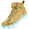 Hot Dingding Light Up Sneakers High Top LED Flashing Shoes, USB Rechargeable Glowing Luminous Shoes for Men Women Teens Halloween Party - color: Gold, size: 12 Women/9.5 Men