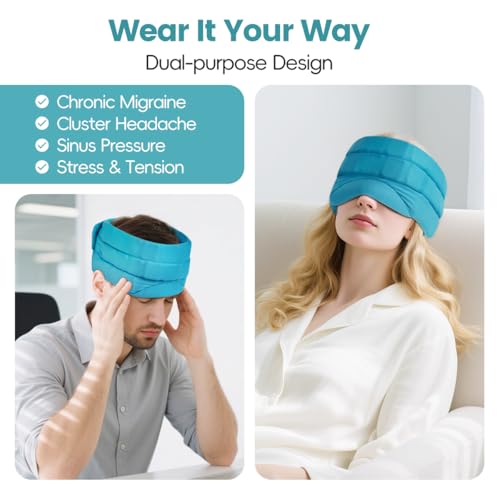 Head Ice Pack for Migraine Relief, 2 Hours Cold Therapy Eye Mask - style: Head