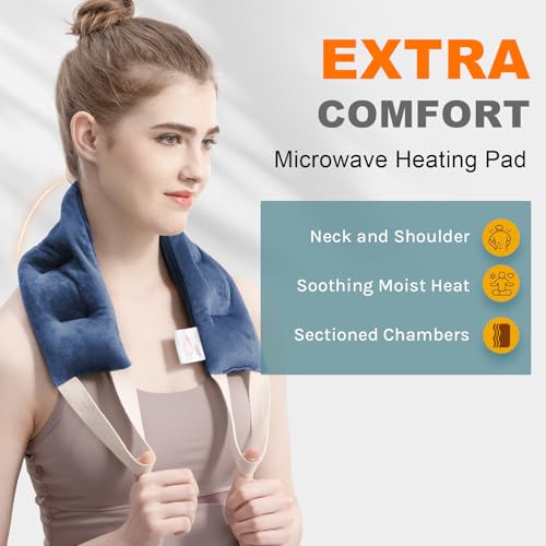UNCN Heating Pad for Neck Shoulders & Back Microwavable Wrap Lavender Scent - color: Navy Blue