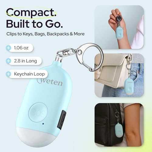 Rechargeable Personal Alarm Keychain, 130dB Siren, LED Light, Blue - color: B - Blue