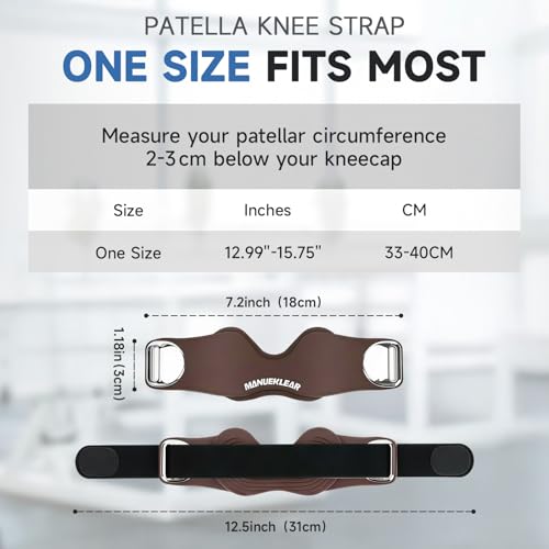 MANUEKLEAR V-Shaped Patella Bands, Adjustable Flex Wrap Patellar Tendon Support Strap for Men Women, Silicone Patella Knee Straps Suitable for Pain Relief Running Hiking Basketball, (2pcs) (Dark Coffee) - color: Dark Coffee