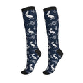 Patterned Knee High Socks for Women Men Athletic Running Travel Work - color: Coastal Nautical Pelican Anchor