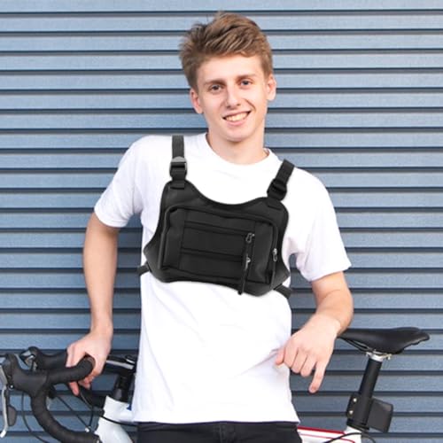 Sports Chest Bag for Men Women, Outdoor Running Vest Bag Adjustable Shoulder Strap, Chest Pack Rig for Hiking,Cycling,Workouts,Rock Climbing, ChestPouch Workout Bags for Runners