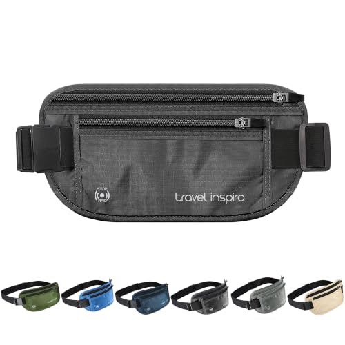 travel inspira RFID Hidden Money Belt Slim Anti Theft Travel Wallet - color: Black