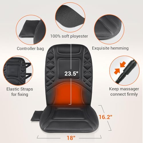 CARSHION Back Massager with Heat,Heated Seat Cover Cushion - color: Black