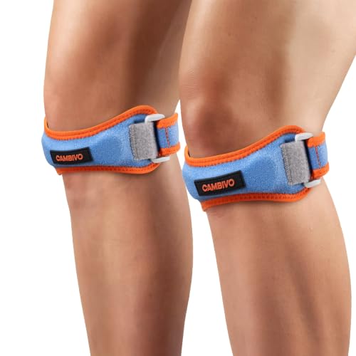 CAMBIVO 2 Pack Patella Tendon Knee Straps, Knee Brace for Women & Men with Extra Straps, Patella Bands for Pain Relief, Osgood Schlatter, Jumper’s Knee, Tendonitis, Running, Basketball, Volleyball - color: Electric Blue