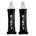 WRELS TPU Soft Flask Lightweight Portable Reusable Water Bottle,BPA Free Collapsible Flask for Hydration Pack in Running Hiking Cycling and Marathon - color: Black-250ML*2