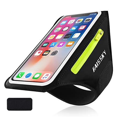 Phone Armband for Running Cell Phone Armband with Zipper Pocket for Earbuds Car Keys, Water Resistant Sport Arm Band for iPhone 17 16 15 12 11 Pro Galaxy S24 S20 Fit Up to 6.7'' with Phone Case