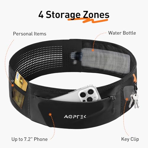 AGPTEK Slim Running Belt with Waterproof Phone Pocket for Women & Men - size: Large