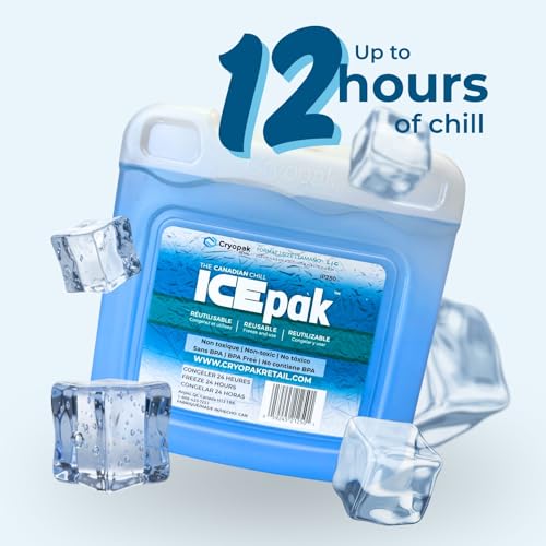 Cryopak ICEpak Hard Shell Reusable Ice Packs for Coolers and Lunch Box Use, Freezer Safe Gel Design, Professional Grade Cooling, Non-Toxic and BPA Free, Essential Travel Accessories - size: Large (1 Pack)