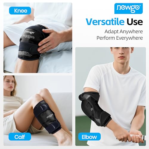 NEWGO Knee Ice Pack Wrap, 360° Full Wrap Cold Compression Sleeve, Black - color: Regular Black 1-pack