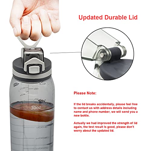 30oz Tritan Water Bottle with Time Marker, 1-Pack, Clear Gray - color: Clear Gray