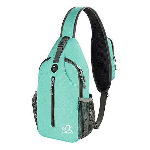 WATERFLY Crossbody Sling Backpack Sling Bag Travel Hiking Daypack - color: N - Mint Green