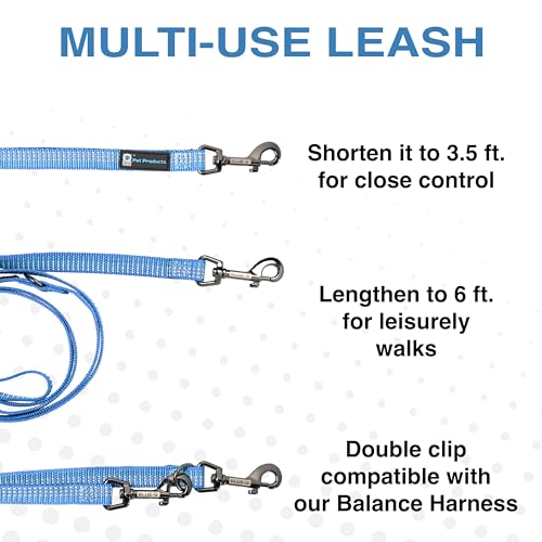 Blue-9 Reflective 6ft Multi-Function Dog Leash with Traffic Loop, Blue, M/L - color: Reflective Blue, size: Medium/Large