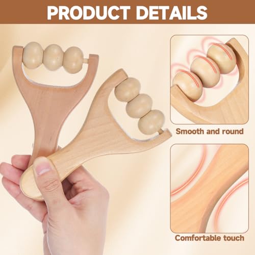 Ciieeo 2Pcs Wooden Massage Roller Massager Wooden Trigger Point Body and Face Roller for Foot Shoulder Neck and Waist Relaxation - Improve Sleep Quality