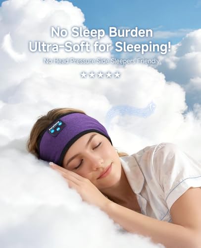 Perytong Sleep Headphones Bluetooth Headband Earphones, Wireless Sleeping Headphones Headband for Sleeping, Sports, Gifts, Workout, Jogging, Yoga, Insomnia, Air Travel, Meditation - color: HB GrapePurple