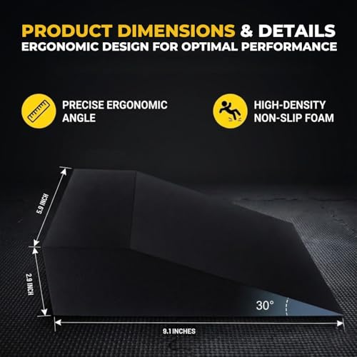 Atlas Lane Supply 2 Pack Squat Wedge Block for Heel Elevated Squat Weightlifting Calf Stretcher Slant Board for Mobility Balance and Strength Performance
