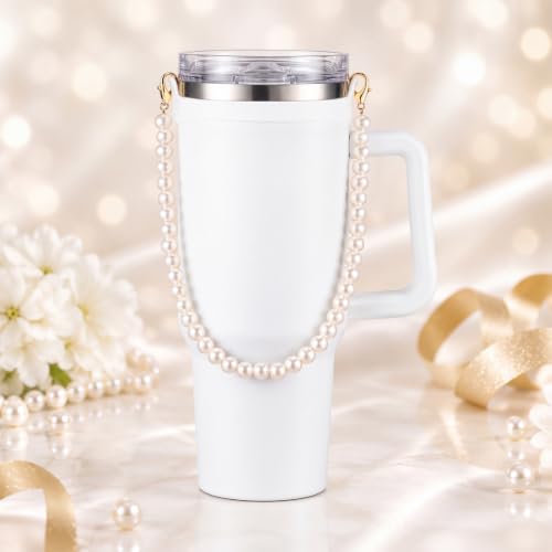Silifine Silicone Water Bottle Holder Sling with Pearl Strap, White - color: White
