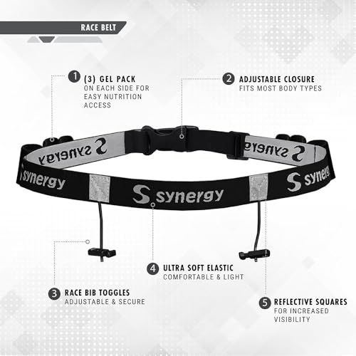 Synergy Running/Triathlon Race Day Number Belt - color: Black 1-Pack