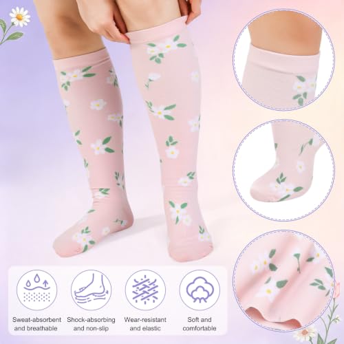 Jspupifip 6 Pairs Plus Size Compression Socks for Women, Wide Calf - color: Black, Pink, Blue, White, Gray, Purple, size: XX-Large