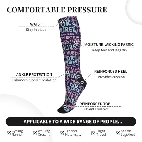 FREEHOTU Compression Knee High Socks for Women/Men Circulation 15-20 Mmhg - color: Nurse