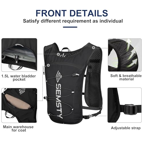 Running Hydration Vest 5L, Running Vest Pack with 1.5L Water Bladder - color: Balck