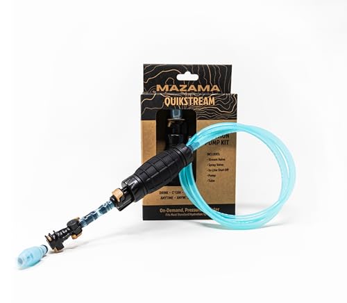 Mazama QuikStream Multi-Function Hydration Pump Kit – Pressurized Water System for Sharing, Cleaning & Cooling. Rinse Gear, Dishes, Pets, Sand & More. Fits Most Reservoirs. Squirt or Spray on Demand!