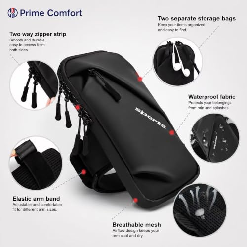 Phone Holder Arm Bands, Small Crossbody Shoulder Holsters Bag with Arm Band, Fits iPhone and All Cell Phones, Use for Running, Walking, Hiking & Biking (Plus Size,Black) - color: Black