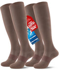 PULIOU Compression Socks for Women Men 15-20 mmHg Easy On Off,2 Pairs - color: Brown, size: Small-Medium