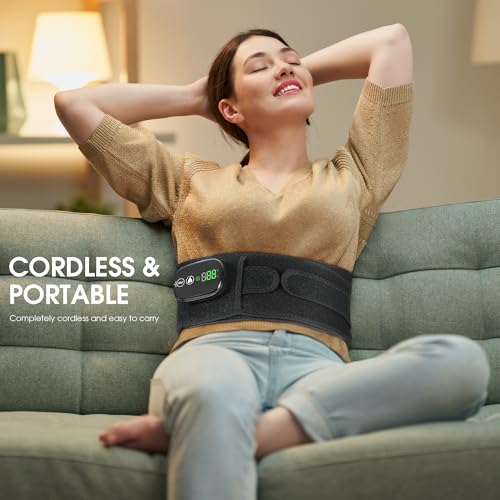 Heated Lower Back Massager, Cordless Heating Pad Brace Wrap Belt for Back