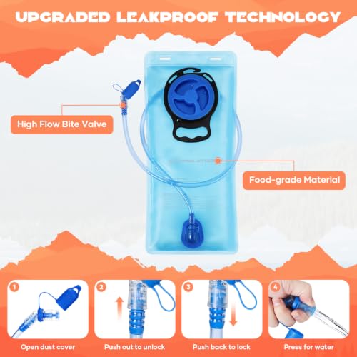 Maelstrom Lightweight Hydration Hiking Backpack with 2L/3L Water Bladder - color: 2.Orange, size: 2L Bladder